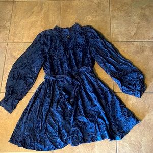 NWT Anthropologie blue jacquard mini dress, size L